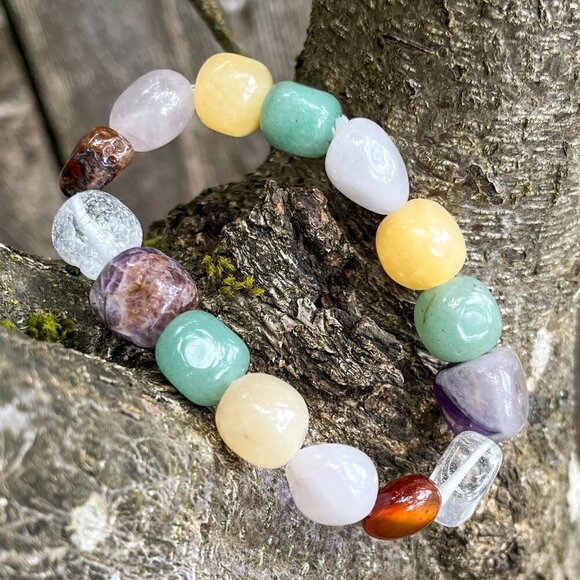 Multi Gemstone Nugget Bracelet Handmade - Picture 4 of 5